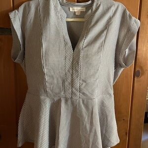 Striped Black and White Women's Perplum Top